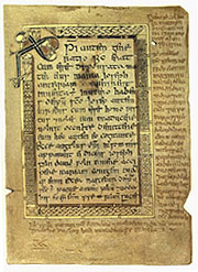 Folio 5 of the Book of Deer click for larger image